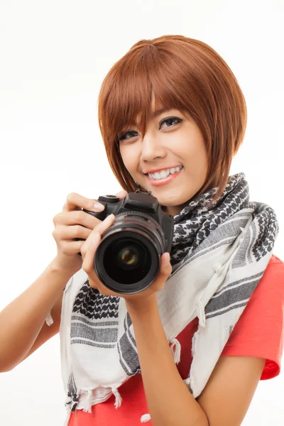 Asiatische Frau und Kamera — Stockfoto