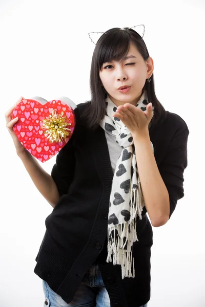 Asiatique femme valentines jour — Photo