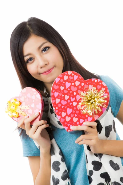 Asiatisk kvinna alla hjärtans dag — Stockfoto