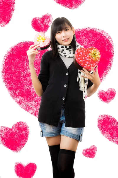 Asian woman valentines day — Stock Photo, Image