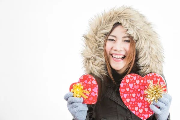 Aziatische vrouw Valentijnsdag — Stockfoto