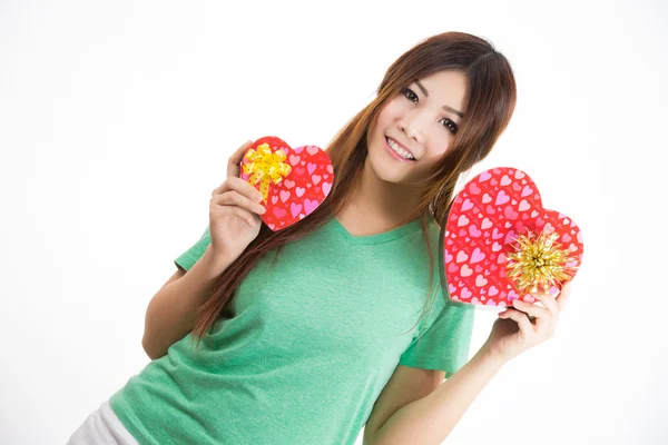 Asian woman valentines day — Stock Photo, Image