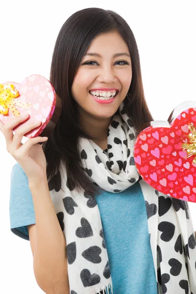 Asijské ženy valentinky den — Stock fotografie