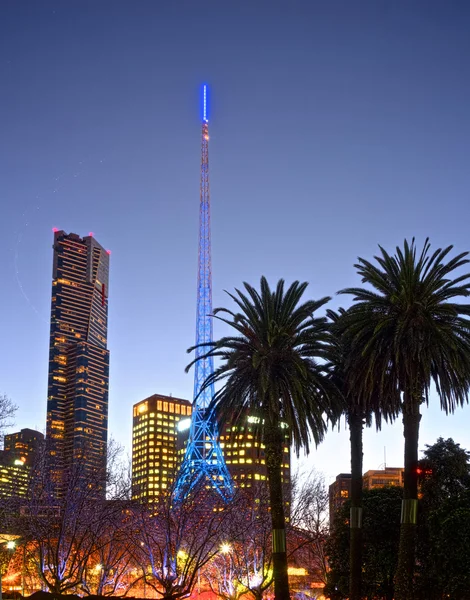 Melbourne por la noche en el distrito de las artes — Foto de Stock