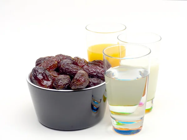 Dates jiuc milk and water — Stock Photo, Image