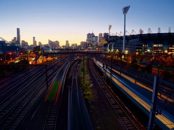 Trains at dusk — Stock Photo, Image