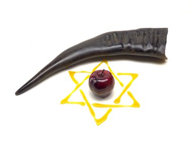 shofar apple and honey clipart