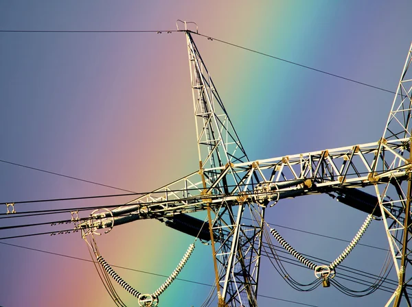 Metal wire and rainbows — Stock Photo, Image