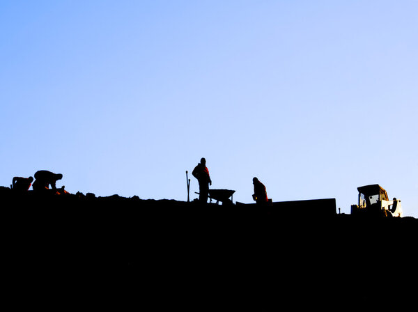 workers in the morning