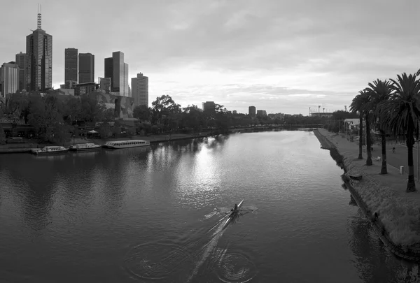 Un día nublado en Melbourne con un remador de yarra —  Fotos de Stock
