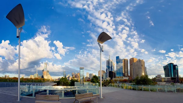 Cloudy but sunny melbourne autumn morning — Stock Photo, Image