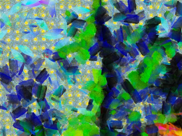 Abstracte Achtergrond Met Grote Penseelstreken Van Groen Blauw Geel Cirkelvormige — Stockfoto