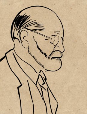 Sigmund Freud 1856 'da doğdu, Avusturyalı psikolog, psikanalist, psikiyatrist ve nörolog. Mürekkep grafikleri