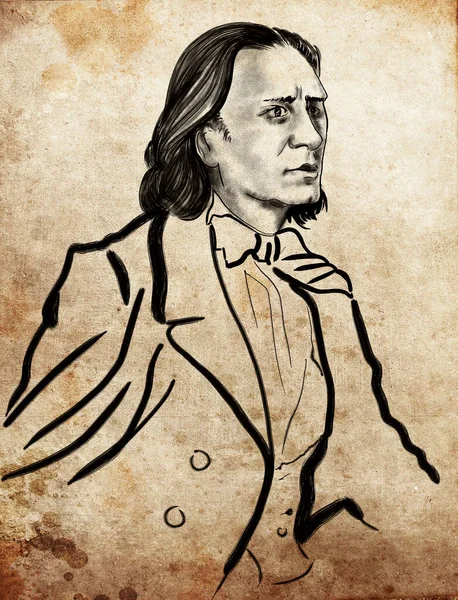 弗朗茨 利斯特 Franz Liszt或Liszt Ferencz 是一位匈牙利作曲家 钢琴家和浪漫主义时代的教师 — 图库照片