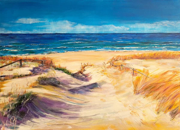 Sea Dunes Painting Acrylic Oil — Fotografia de Stock