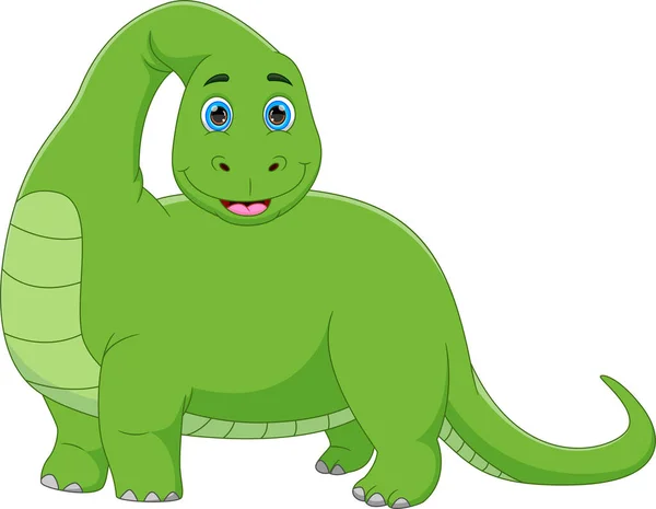 Kreskówkowy Zabawny Dinozaur Izolowany Białym Tle — Wektor stockowy