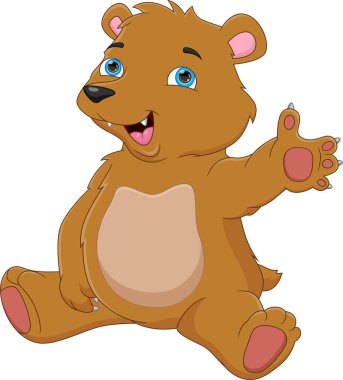 beyaz arka planda sallanan sevimli ayı çizgi filmi