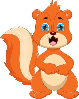 beyaz arkaplanda şirin bir sincap