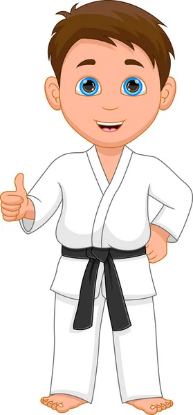 Karate Kid Kciuki Górę Białym Tle — Wektor stockowy