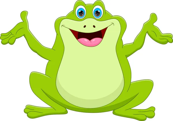 卡通可爱的青蛙 白色背景的孤立物 — 图库矢量图片