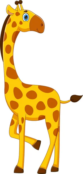 Tecknad Söt Giraff Vit Bakgrund — Stock vektor
