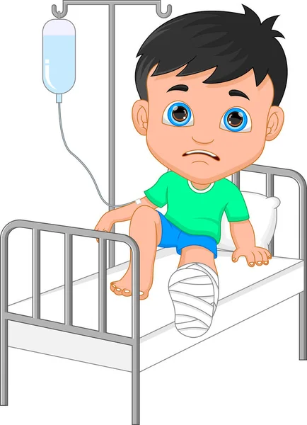 Niño Enfermo Con Perfusión Intravenosa — Vector de stock