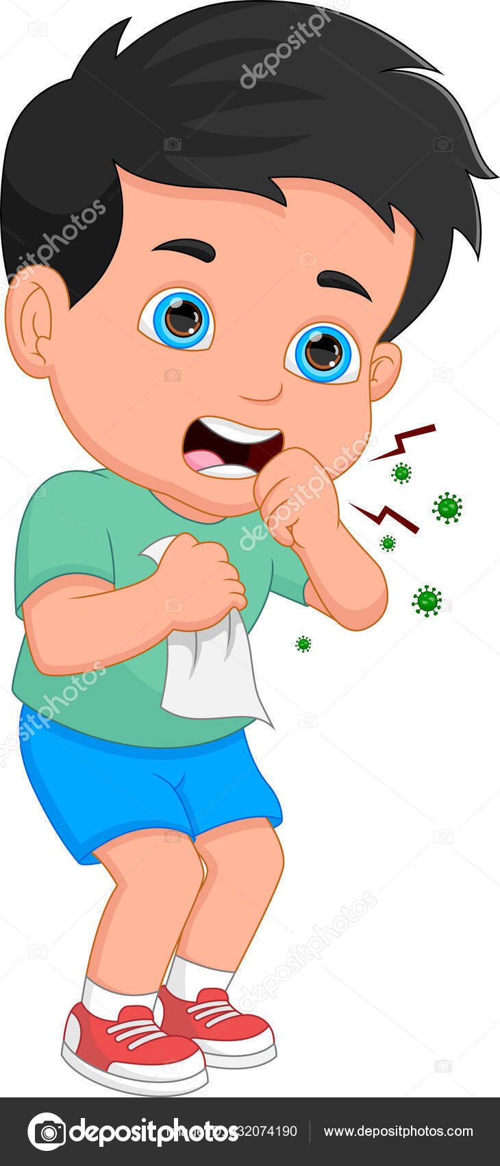 Cartoon Little Boy Sick Cough Stock Vector Image by ©lawangdesign #532074190
