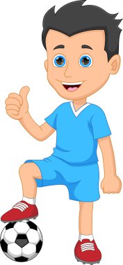 Beyaz arka planda izole bir şekilde el sallayan erkek futbolcu