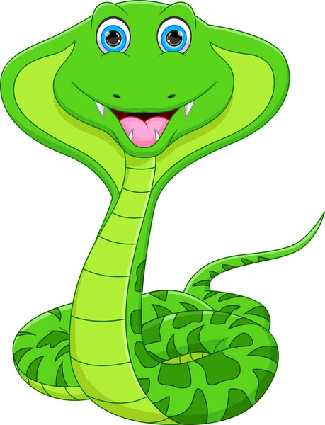 Cartoon Cute Cobra Snake White Background — Stock Vector