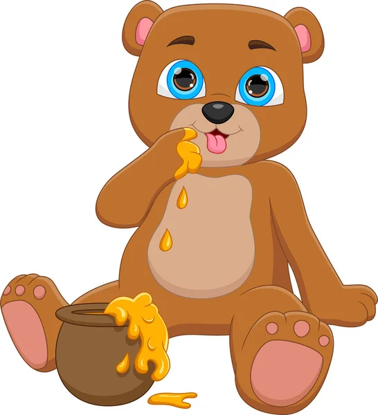 Cartoon Cute Bear Honey — Wektor stockowy