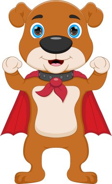 Süper kahraman kostümü giyen komik köpek.