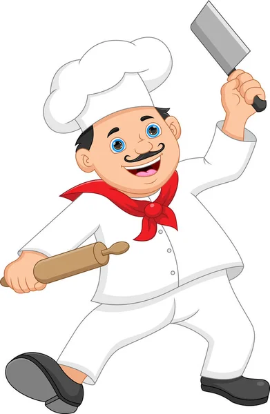 Bonito Chef Cartoon Fundo Branco —  Vetores de Stock