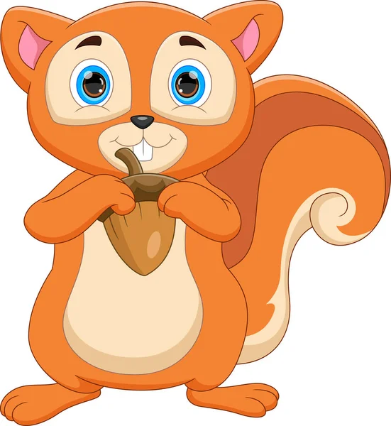 卡通可爱松鼠抱着坚果 — 图库矢量图片