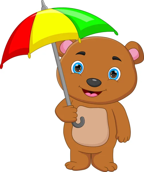 Cartoon Cute Baby Bear Umbrella — Wektor stockowy