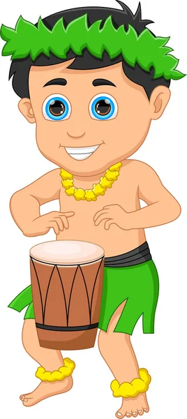 Little Child Playing Ethnic Drums — Wektor stockowy