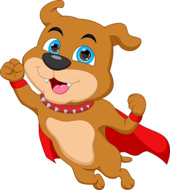 Süper kahraman kostümü giyen komik köpek.