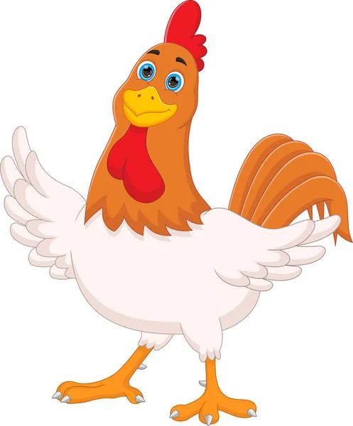 Lindo Gallo Dibujos Animados Aislado Sobre Fondo Blanco — Vector de stock