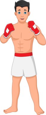 Beyaz arka planda MMA avcı çizgi filmi izole edildi