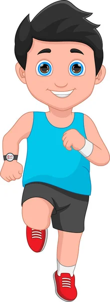 Cartoon Boy Running White Background — Stock Vector
