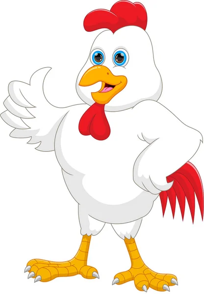 Lindo Pollo Pulgares Arriba Dibujos Animados — Vector de stock