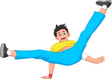 Beyaz arka planda break dans yapan çocuk