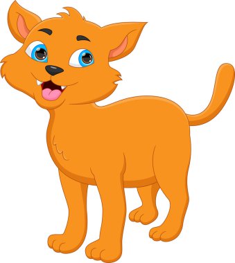 beyaz arka planda sevimli kedi çizgi filmi