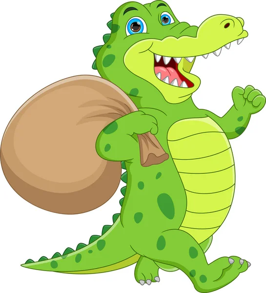 Roztomilý Krokodýl Karikatura Mávání Bílém Pozadí — Stockový vektor