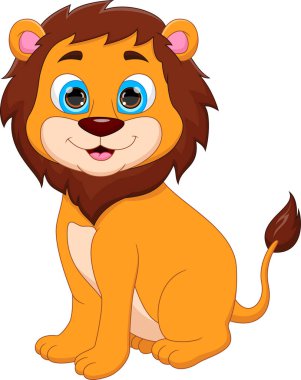 beyaz arkaplanda sevimli bebek aslan çizgi filmi