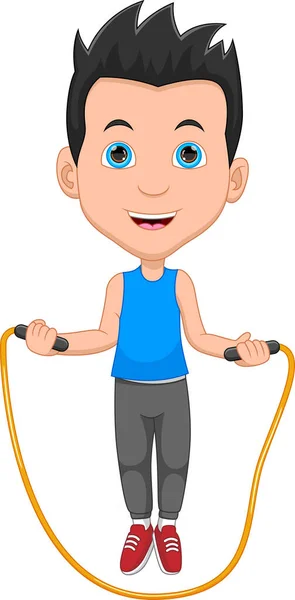 Boy Jump Rope White Background — Stock Vector