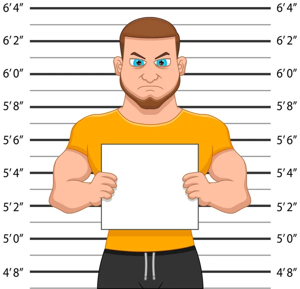 Desenho Animado Criminoso Mugshot Delegacia Polícia — Vetor de Stock
