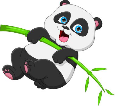 Bambu ağacında şirin bir panda çizgi filmi