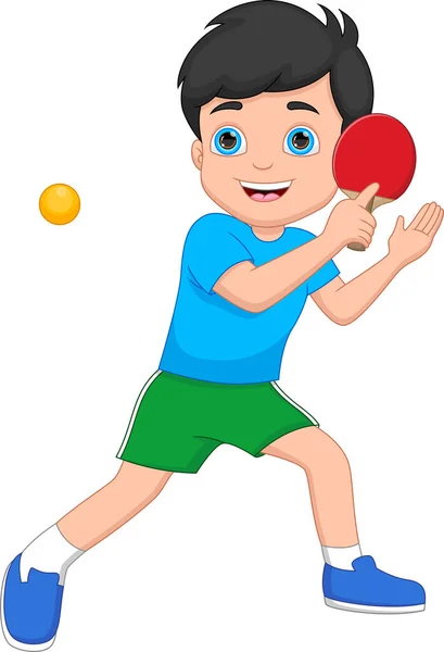 Chlapec Hraje Ping Pong Karikatury — Stockový vektor