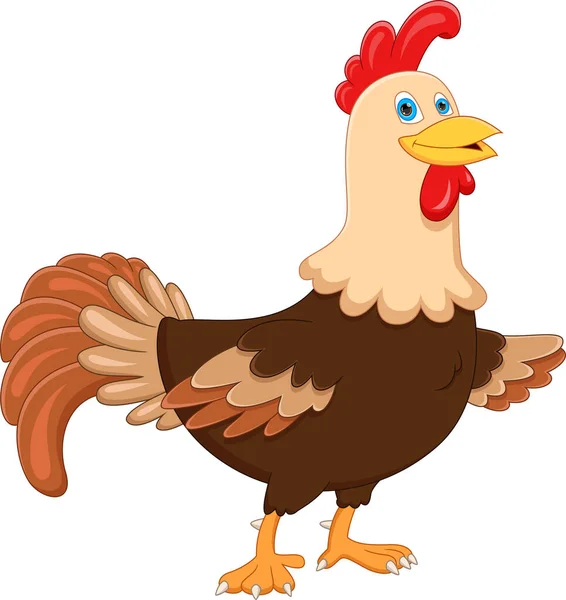 Drăguț Rooster Desen Animat Fundal Alb — Vector de stoc