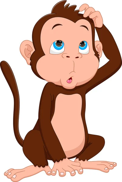 Desenho Animado Bonito Macaco Fundo Branco —  Vetores de Stock